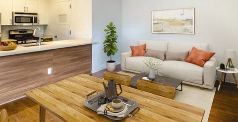 large dining room table in studio apartment at 544 Union,Williamsburg,  Brooklyn